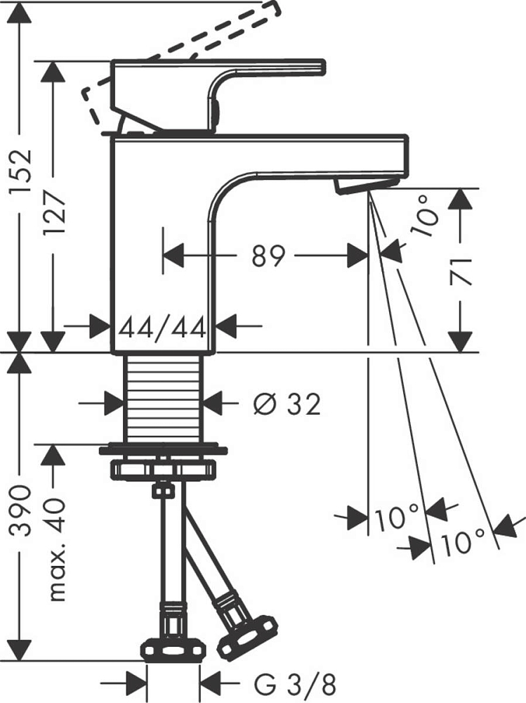 Смеситель для раковины Hansgrohe Vernis Shape 71567670, матовый чёрный