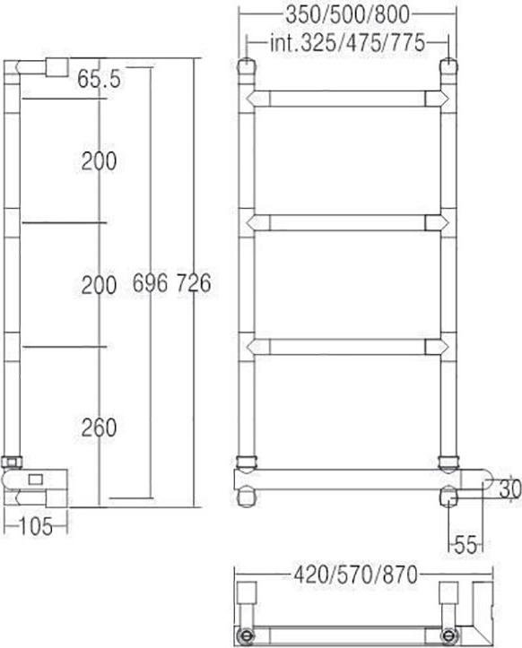 Полотенцесушитель электрический Margaroli Sereno MA0582NN0402CR, хром