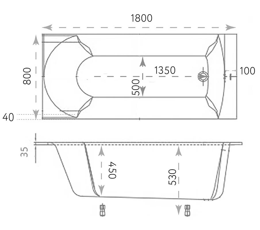 Ванна из искуственного камня Marmo Bagno MB-GL180-80 белый