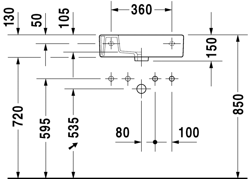 Раковина 50 см Duravit Vero 0703500009