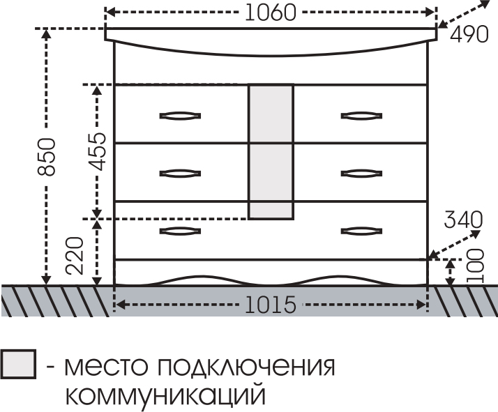 Мебель для ванной СанТа Верона 105 с 3 ящиками