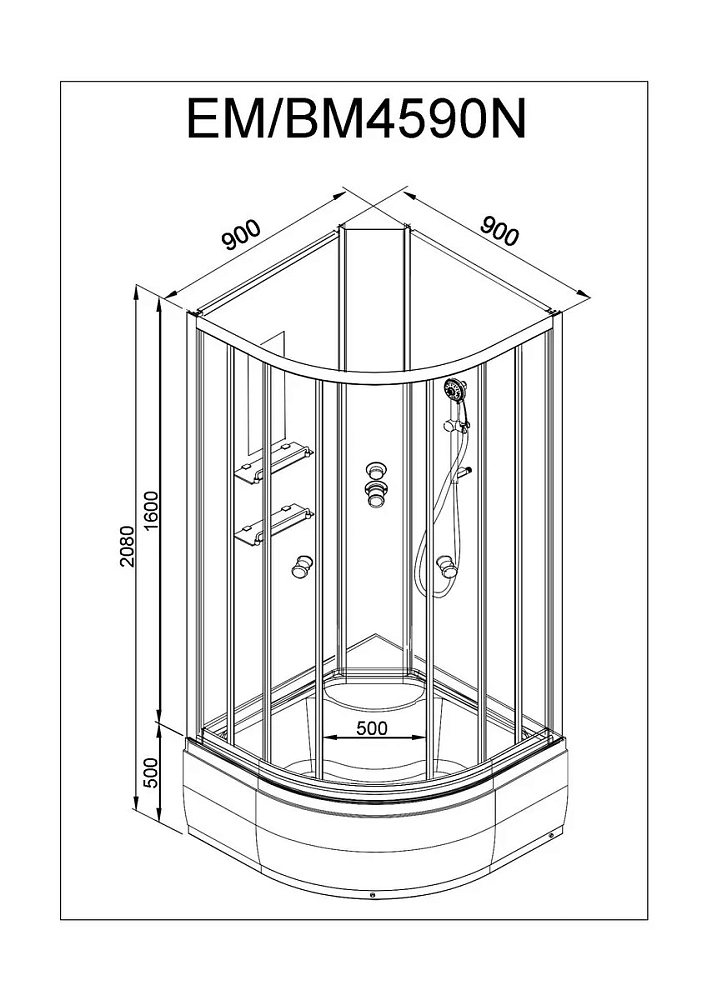 Душевая кабина Deto Em EM4590NGM
