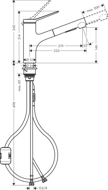 Смеситель для кухни Hansgrohe Zesis M33 150 2jet Eco 74810000, хром