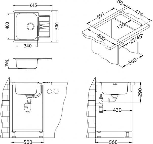 Кухонная мойка Alveus Line Maxim 60 1089613