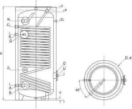 Накопительный водонагреватель Sunsystem SWP N 200 01030107202002 200 л серый