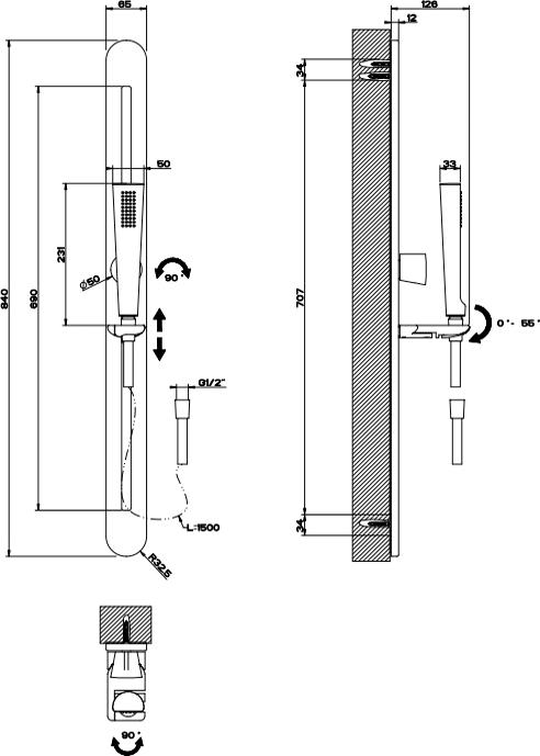 Душевой гарнитур Gessi Cono 45145#031, хром