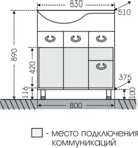 Мебель для ванной СанТа Коралл 83 R