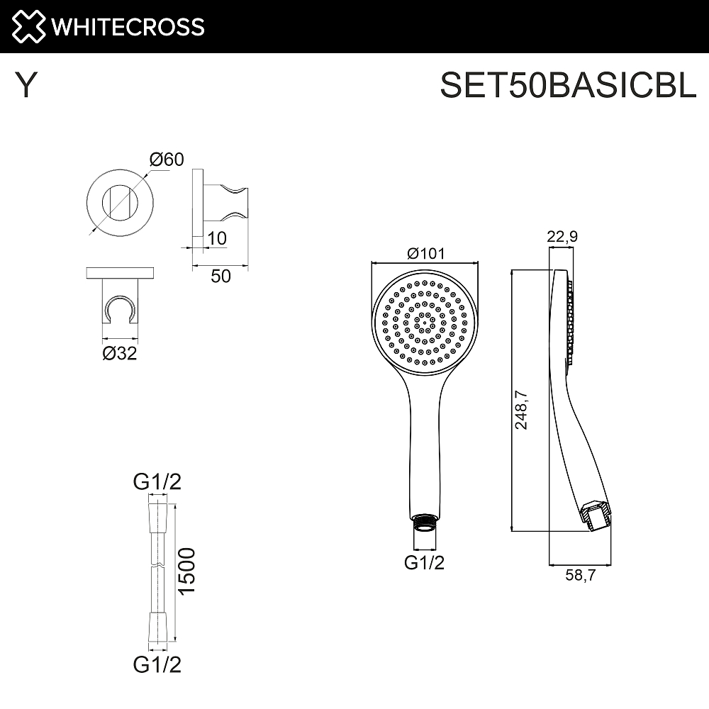 Душевой гарнитур Whitecross SET50BASICBL черный матовый