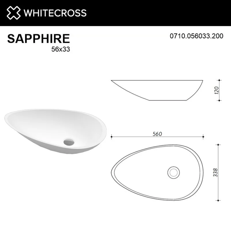 Раковина накладная Whitecross Sapphire 0710.056033.200 белый