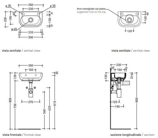 Раковина Flaminia Pass PS23LM.DX.9003 бежевый