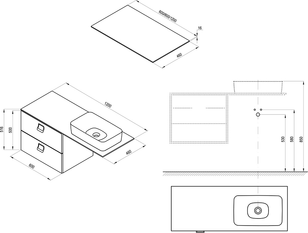 Столешница 120 см Ravak Comfort 1200 X000001381 белый