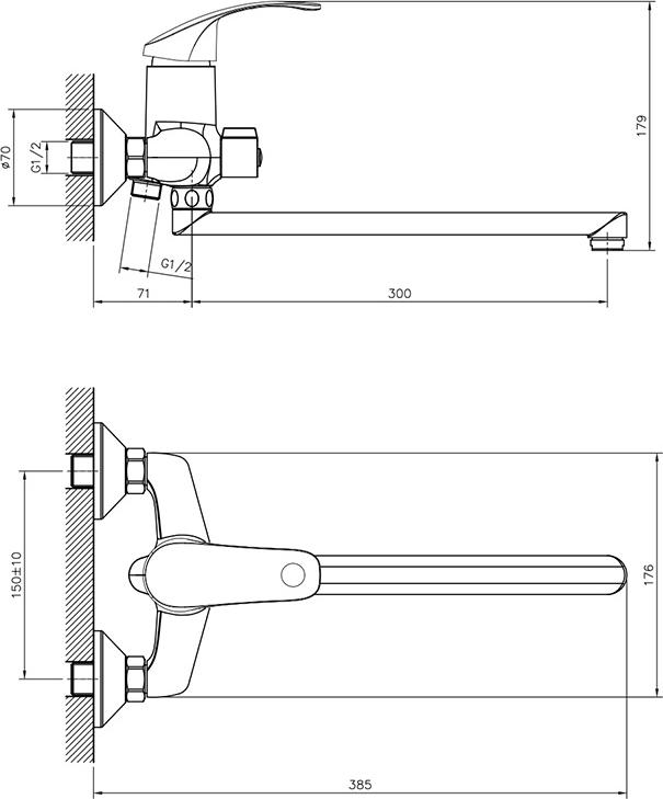 Смеситель для ванны с душем Decoroom DR71043, хром