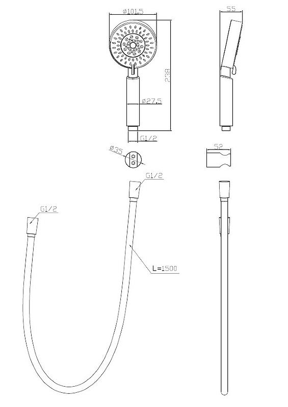 Душевой гарнитур BelBagno BB-DFS-5-CRM, хром