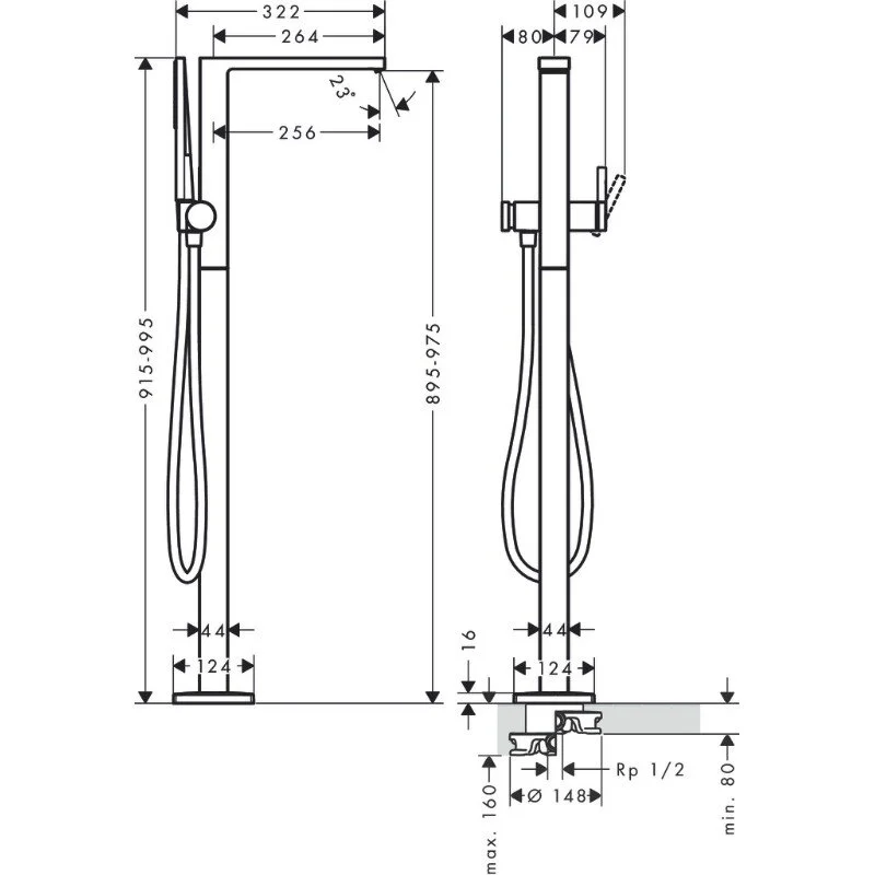 Смеситель для ванны с душем Hansgrohe Tecturis E 73445000 хром