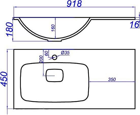 Раковина 91,8 см Aqwella Malaga Mal.09.04.D-L, левая