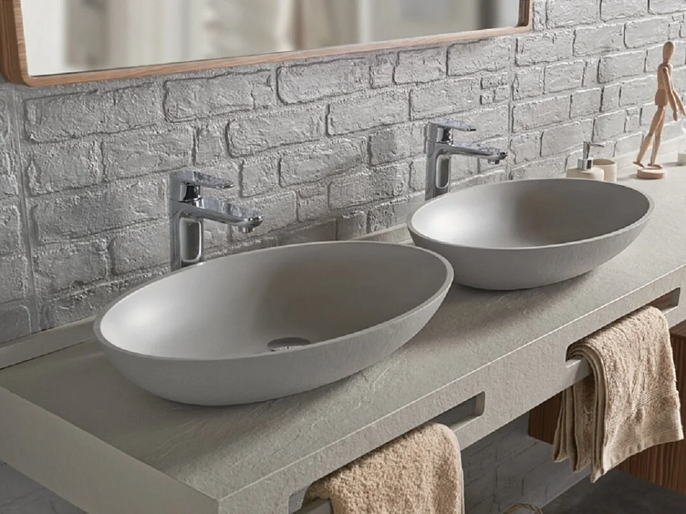 Раковина накладная Acquabella Lavabo LAVABO_ON-TOP_OVAL_SLATE_MARFIL серый