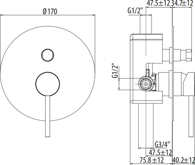 Смеситель для ванны Gattoni Circle One 9034/90NO.CH черный матовый