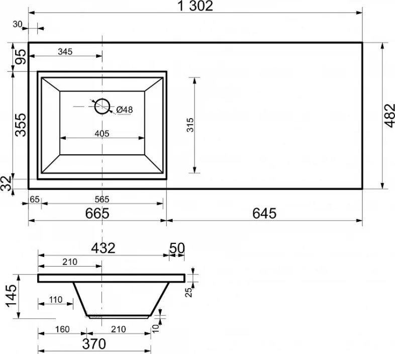 Тумба с раковиной Creto Cafor 130 19-W130L, левая, белая