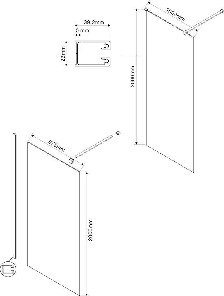 Душевая перегородка Vincea Walk-in VSG-1W100CL 100 см, стекло прозрачное