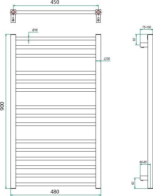 Полотенцесушитель электрический Grota Classic 48x90