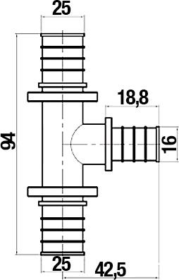 Тройник Stout SFA 0014 25x16x25 аксиальный