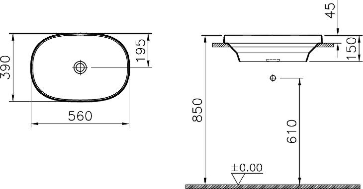 Раковина Vitra Frame 56 5652B403-0016, белый