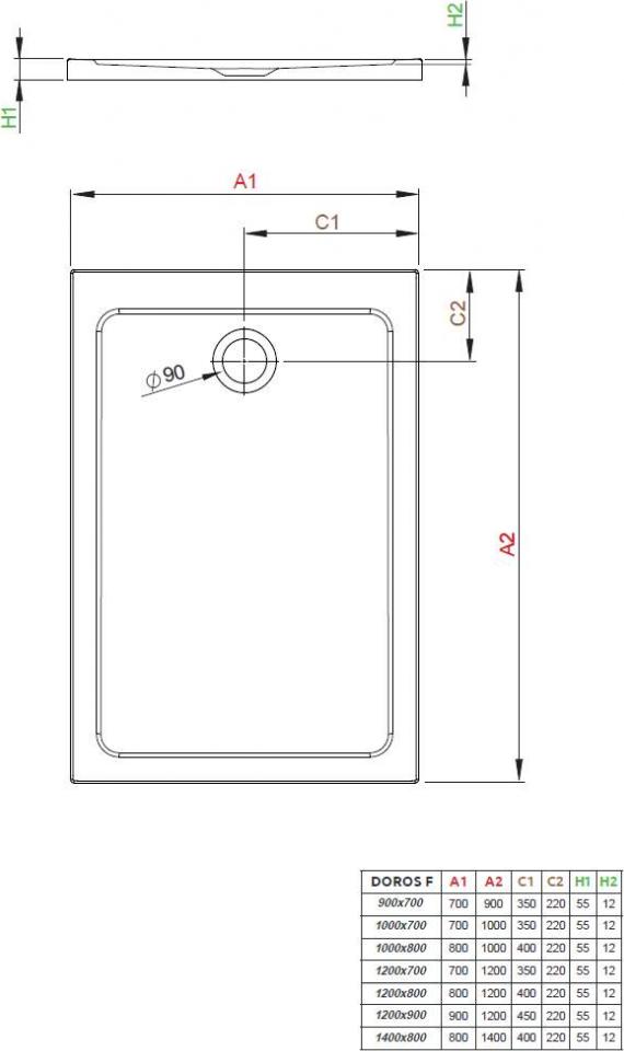 Душевой поддон Radaway Doros F 120x70, SDRF1270-01