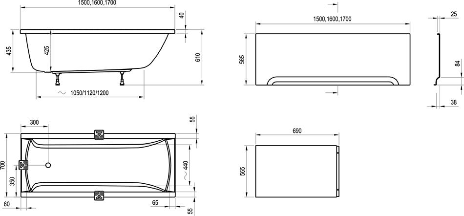 Передняя панель для ванны Ravak Campanula II U 170 см CZ001V0A00