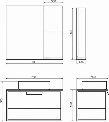 Тумба с раковиной Comforty Кельн 75 00004149065, дуб темный