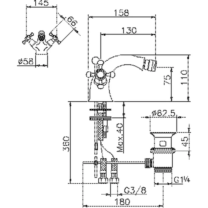 Смеситель для биде Huber Victorian VT00055021 хром