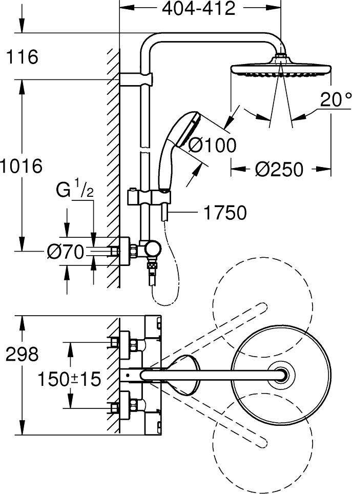 Душевая стойка Grohe Vitalio Start 26677000, хром