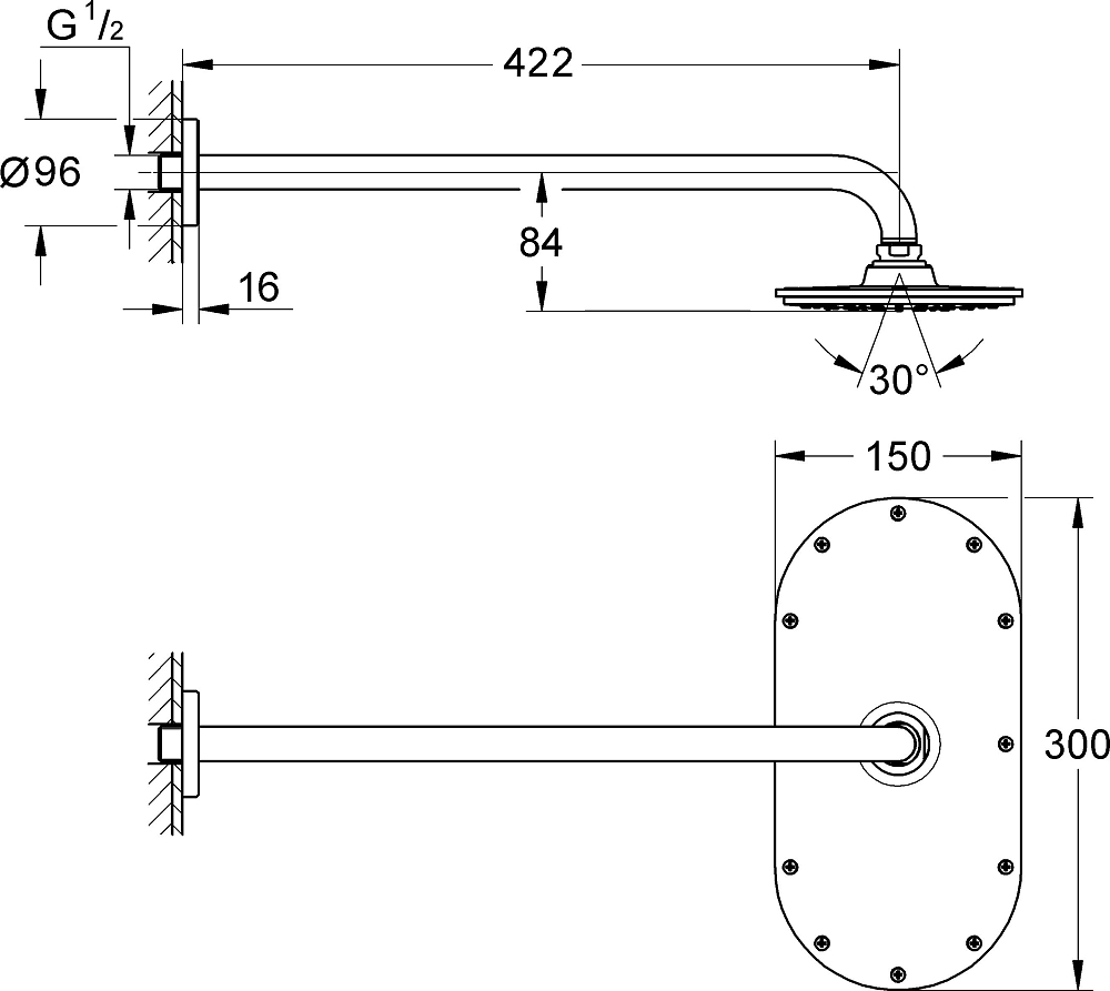 Верхний душ Grohe Rainshower Veris 300 26170000