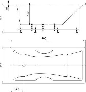 Акриловая ванна Aquatek Феникс 170x75 см FEN170-0000043, белый