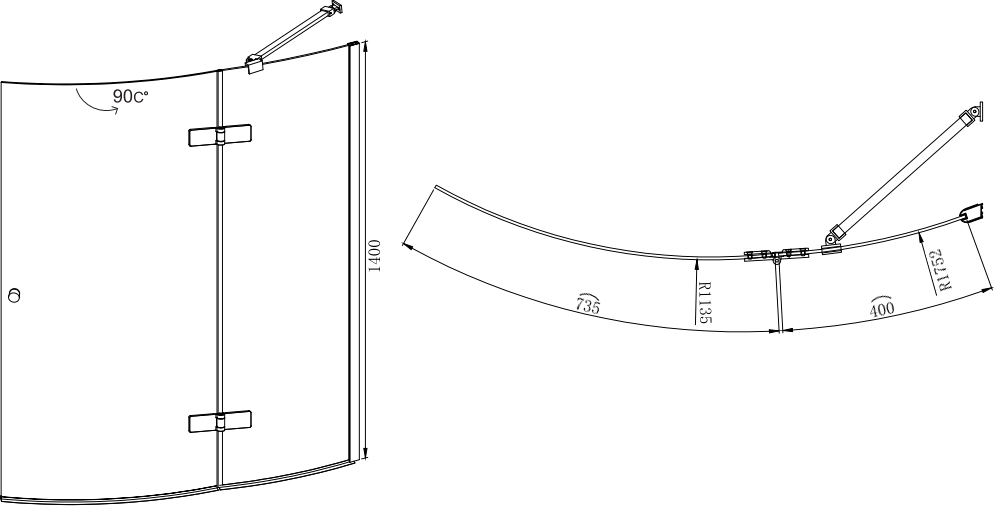 Шторка для ванной Aquanet Beta 2 NF7221-2 hinge R для ванной Jamaica R