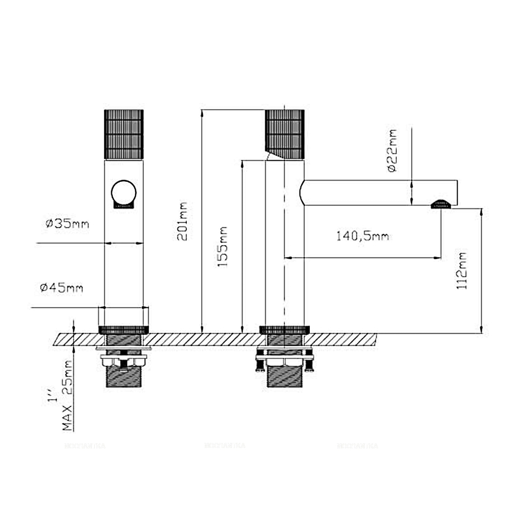 Смеситель для раковины Vincea Groove VBF-4G1MB, матовый черный