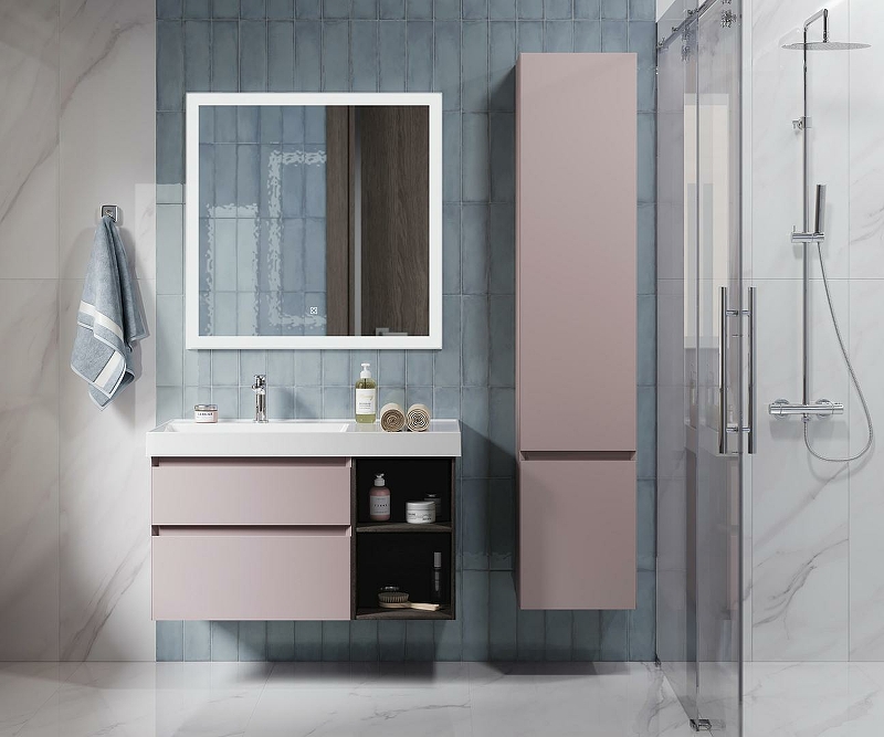 Шкаф пенал Kerama Marazzi Cubo 35 R CU.165rh\MAL подвесной мальва матовая