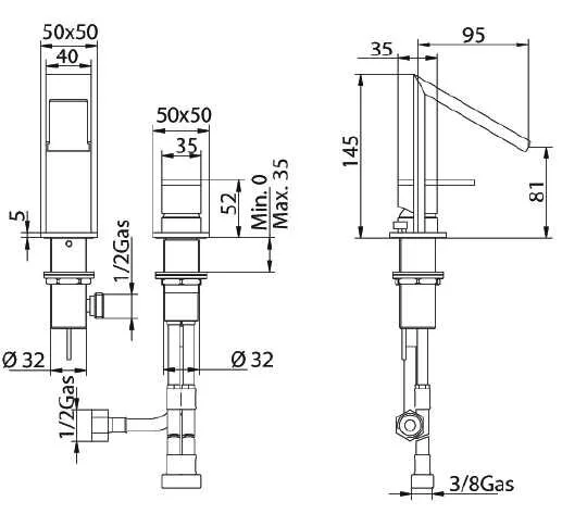 Смеситель для биде Bandini Dive 782320AA03LT белый, коричневый