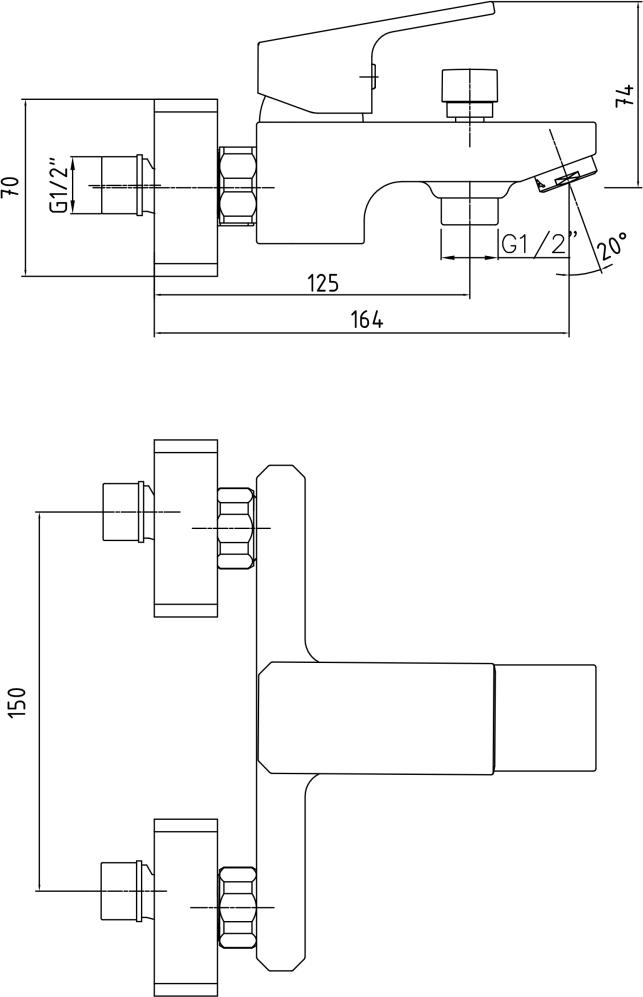 Смеситель E.C.A. Tiera 103502469EX для ванны с душем