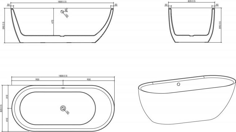 Акриловая ванна BelBagno BB203-1800-830 180х80