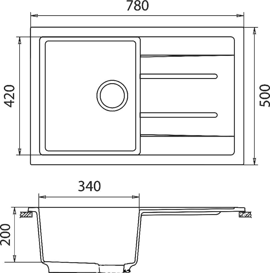 Кухонная мойка GranFest Quadro GF-Q780L песочный