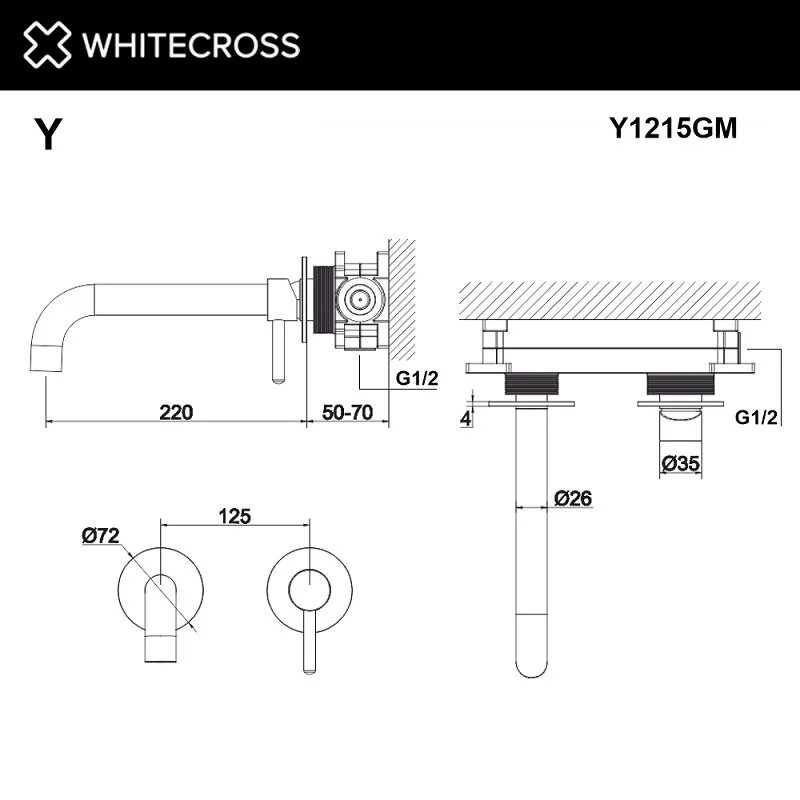 Смеситель для раковины Whitecross Y Gunmetal Y1215GM серый