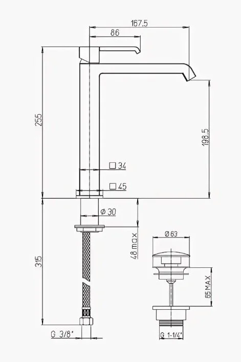 Смеситель для раковины Paini Q 19CR211LLWFSR хром