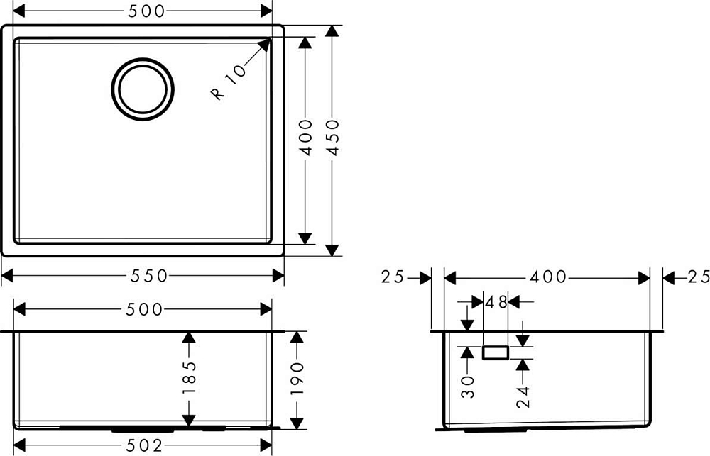 Кухонная мойка Hansgrohe S71 S719-U500 43427800