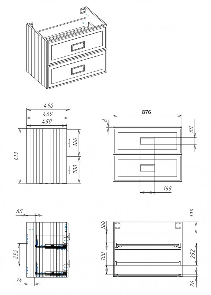 Тумба под раковину La Fenice Cubo FNC-01-CUB-B-90-2 белый