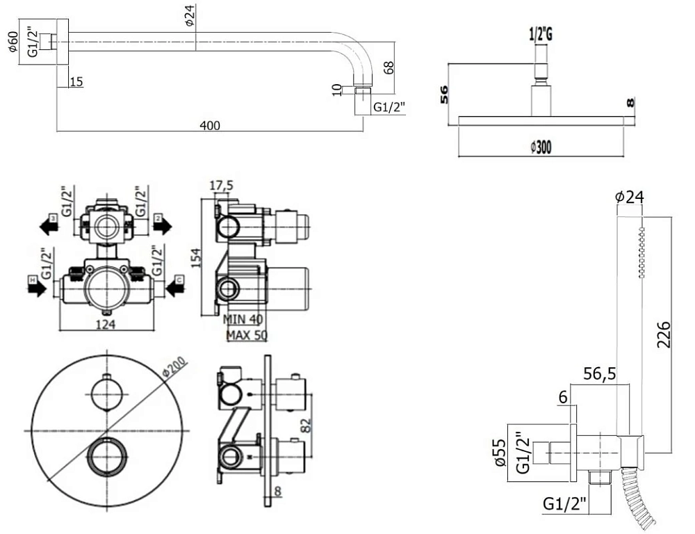 Душевая система Paffoni KIT LIG KITLIQ018NOKING черный