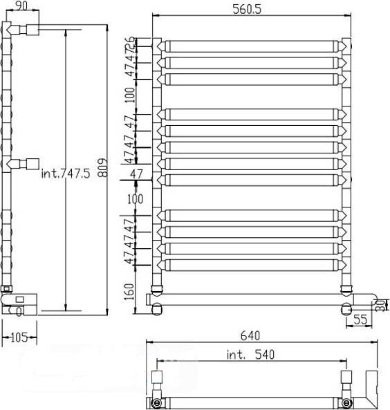 Полотенцесушитель электрический Margaroli Sole 2-564 BOX 2564560CRC, хром