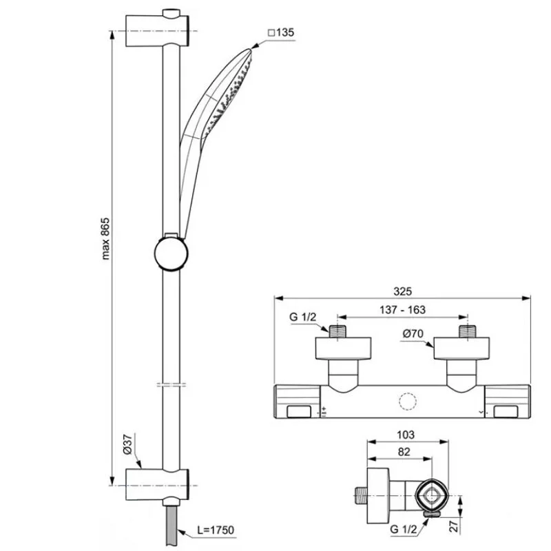 Душевая система Ideal Standard Ceratherm A7235AA хром