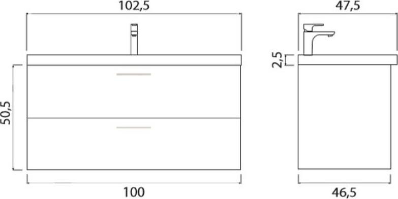 Тумба под раковину Creto Ares 100 10-1105W, белый