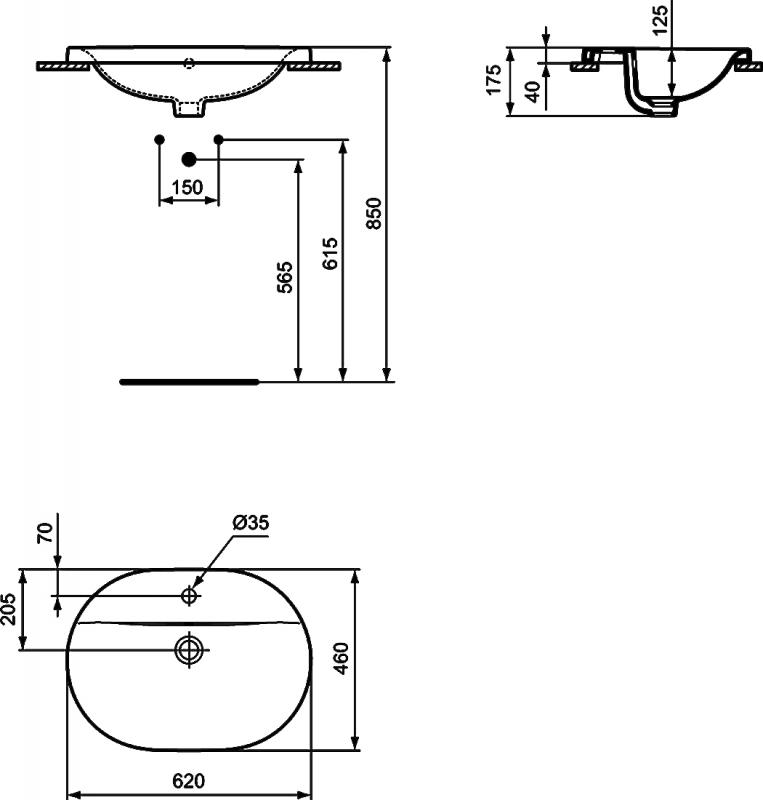 Раковина Ideal Standard Connect E504001 62 см