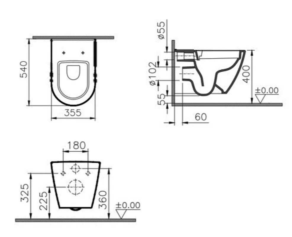 Подвесной унитаз Vitra Zentrum 7551B003-0075 безободковый, белый